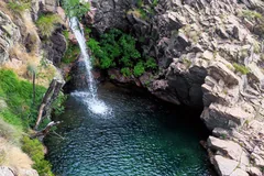 The Radule waterfall and its green pool, near the Col de Vergio